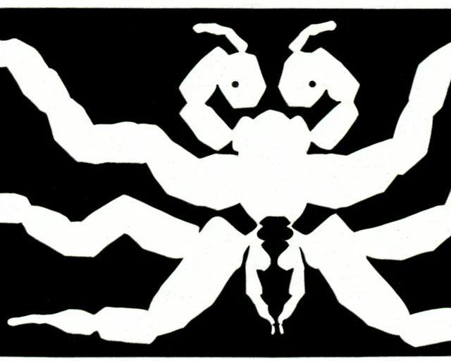 Prompt: a b & w illustration of a scorpion from a nes manual