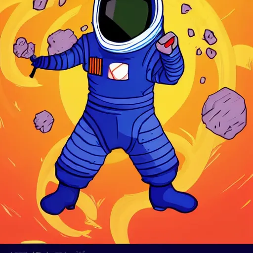 Image similar to astronaut game character in dark space quest, game art, splash art, 2d game