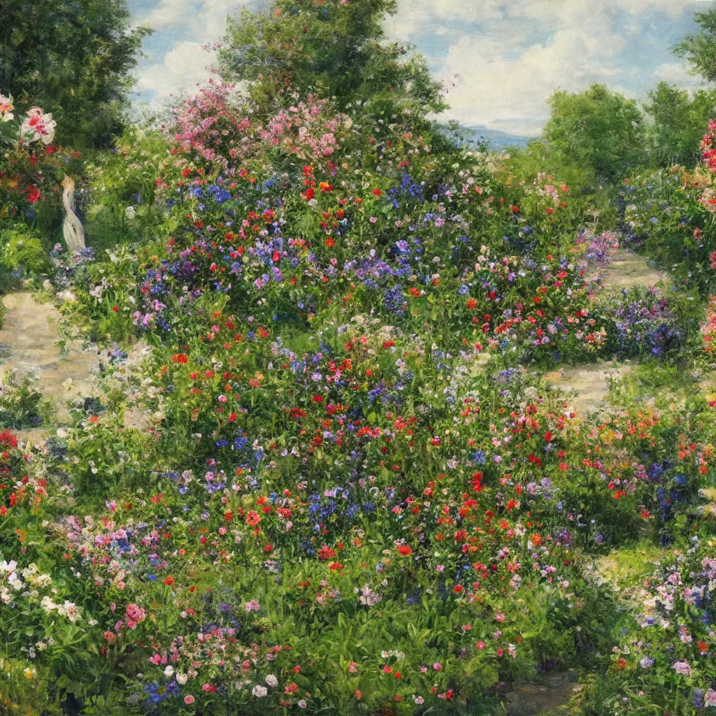 Prompt: Beautiful Garden at Midsommar by Jules Giradet, 4k masterpiece