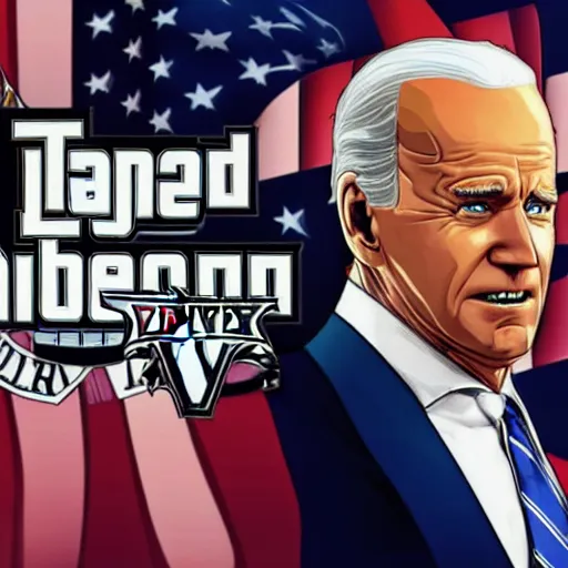 Image similar to evil version of joe biden in gta v, cover art by stephen bliss, boxart, loadscreen