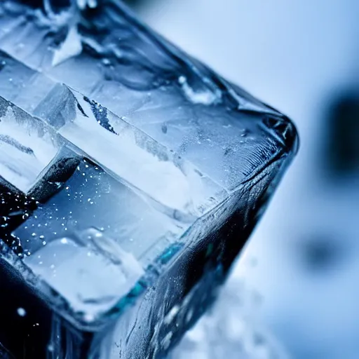 Prompt: close - up large clear ice block on snow in game of thrones, 4 k, epic, cinematic, focus, movie still, fantasy, extreme detail, atmospheric, dark colour, sharp focus