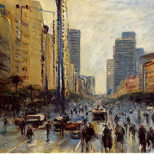 Prompt: avenida paulista painted by eugene boudin