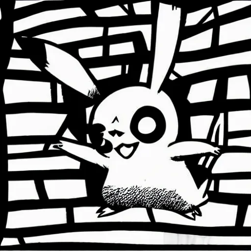 Prompt: pikachu in tim burton cartoon,