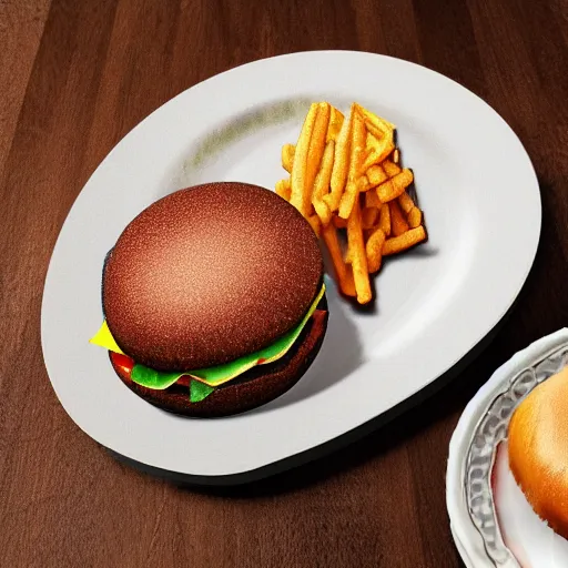 Image similar to A photo of a hamburger in a plate, ultra realistic, very detailed, 8K