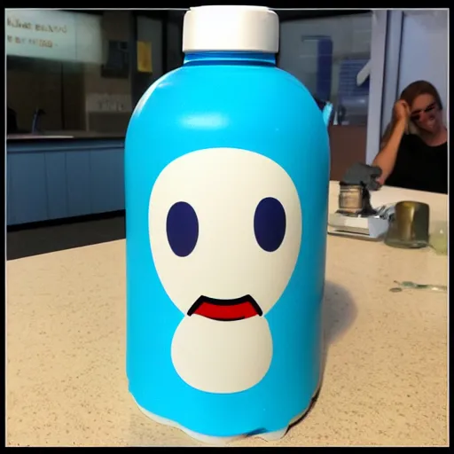 Prompt: anthropomorphized water bottle