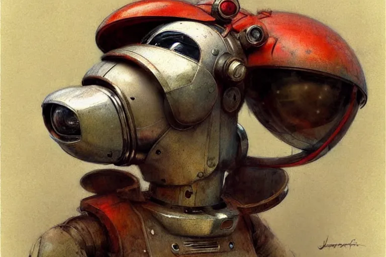 Image similar to adventurer ( ( ( ( ( 1 9 5 0 s retro future robot android dog. muted colors. ) ) ) ) ) by jean baptiste monge!!!!!!!!!!!!!!!!!!!!!!!!! chrome red