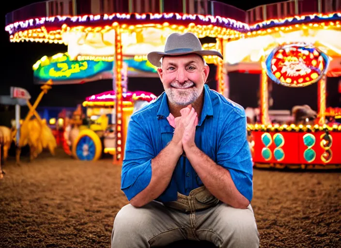 Image similar to photo still of dave mustane at the county fair!!!!!!!! at age 3 6 years old 3 6 years of age!!!!!!!! playing ring toss, 8 k, 8 5 mm f 1. 8, studio lighting, rim light, right side key light