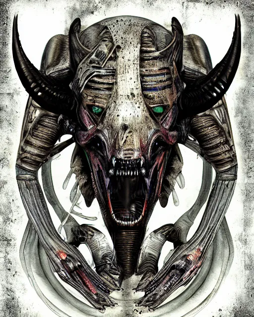 Prompt: American Bison xenomorph, in the style of H.R. Giger, digital art