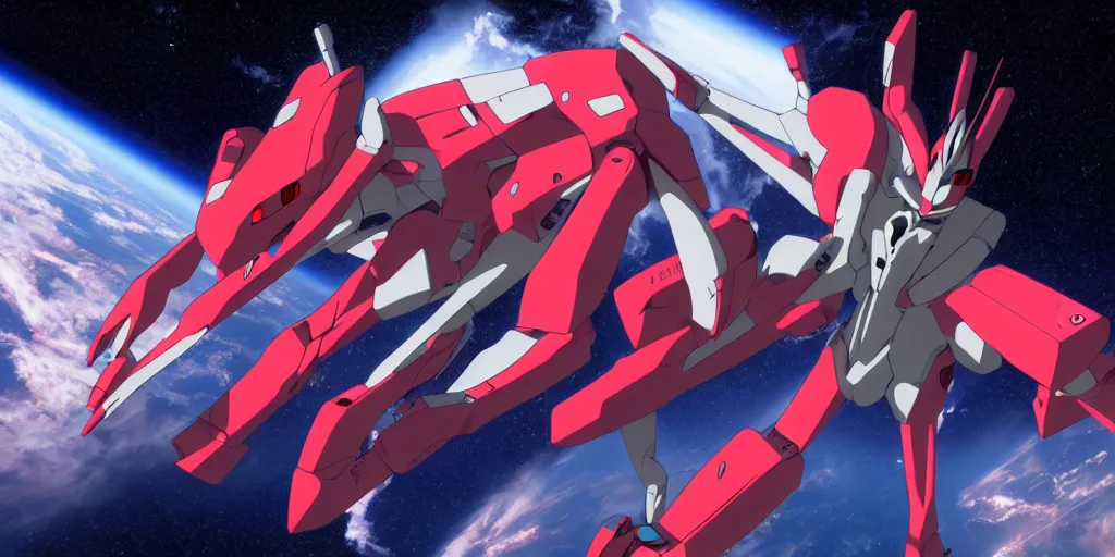 Image similar to two eva 0 0 from neon genesis evangelion, fighting and floating in space, 8 k, highly detailed