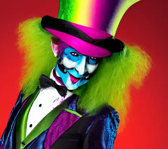 Image similar to grim-hatter, professional photoshoot, neochrome acid colors H 576