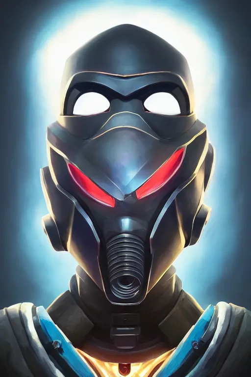 Image similar to epic mask helmet robot ninja portrait stylized as fornite style game design fanart by concept artist gervasio canda, behance hd by jesper ejsing, by rhads, makoto shinkai and lois van baarle, ilya kuvshinov, rossdraws global illumination radiating a glowing aura global illumination ray tracing hdr render in unreal engine 5