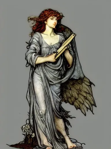 Image similar to angel by rebecca guay and by john william waterhouse and by arthur rackham, detailed, proportional