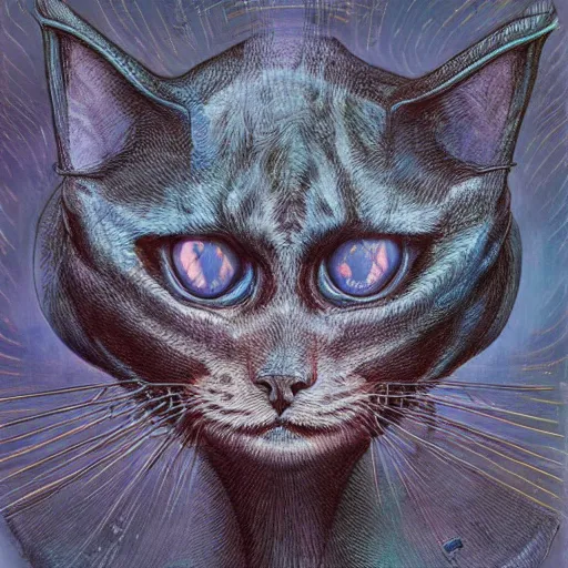 Prompt: a non-euclidian cat, art by James Jean, Wayne Barlowe, Laure Lipton