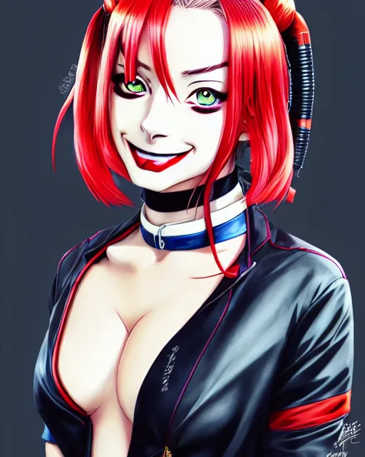 Prompt: Anime as Margot Robbie cute-fine-face, pretty face, surprised realistic shaded Perfect face, fine details. Anime. as Harley Quinn Suicide Squad; Red-Line-Anime realistic shaded lighting by Ilya Kuvshinov katsuhiro otomo ghost-in-the-shell, magali villeneuve, artgerm, rutkowski, WLOP Jeremy Lipkin and Giuseppe Dangelico Pino and Michael Garmash and Rob Rey