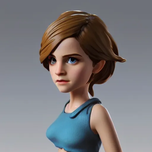 Image similar to plastic toy cute figurine of emma watson, blender, unreal engine, concept art, octane render, highly detailed, smooth, sharp focus