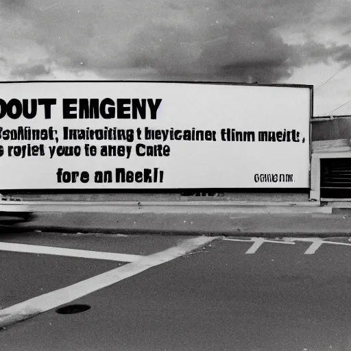 Image similar to ominous emergency warning broadcast on a billboard, 8 0 mm film