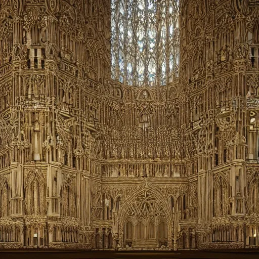 Image similar to a hyperrealistic cgi render of a delicate ivory sculpture of an ornate detailed cathedral populated by mandelbrot fractals by android jones, micro detail, unreal engine, volumetric lighting, dramatic lighting, psychedelic, octane renderer, catholicpunk, glowing, white color scheme, photorealistic, physically based rendering, angelic, colorful, carved soap, trending on cgsociety