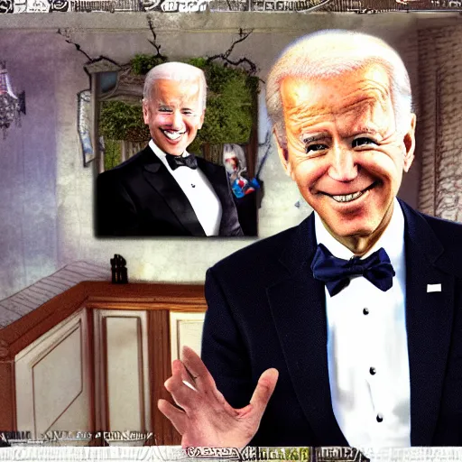 Image similar to anime joe biden as a little boy falling in love with his butler in an anime