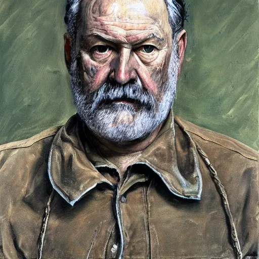 Prompt: high quality high detail painting by lucian freud, hd, portrait of hemingway