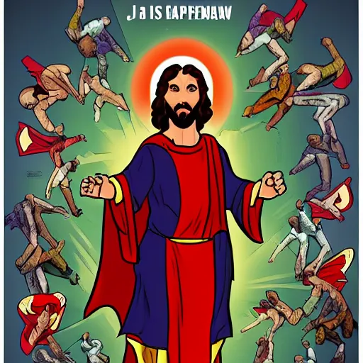 Image similar to jesus as a superhero