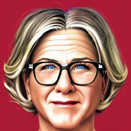 Prompt: jennifer aniston as mrs doubtfire, pixar cute, highly detailed, sharp focus, digital painting, artwork by Victor Adame Minguez + Yuumei + Tom Lovell + Sandro Botticelli