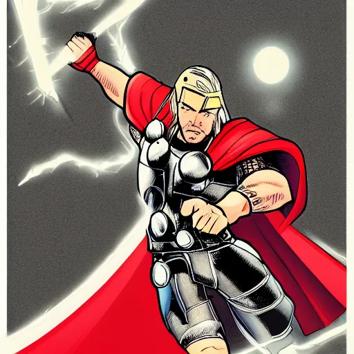 Image similar to a thor illustration with ligthning