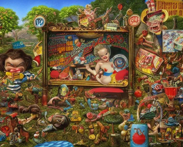 Image similar to robert williams todd schorr mark ryden highly detailed 3 - d environment octane render