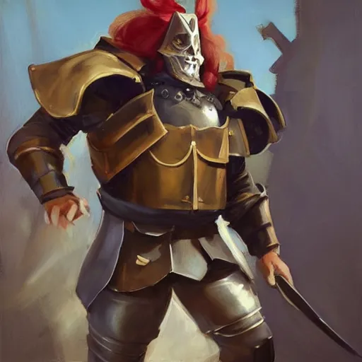 Image similar to greg manchess portrait painting of partially armored knave of hearts from alice in wonderland as overwatch character, medium shot, asymmetrical, profile picture, organic painting, sunny day, matte painting, bold shapes, hard edges, street art, trending on artstation, by huang guangjian, gil elvgren, ruan jia, randy vargas, greg rutkowski