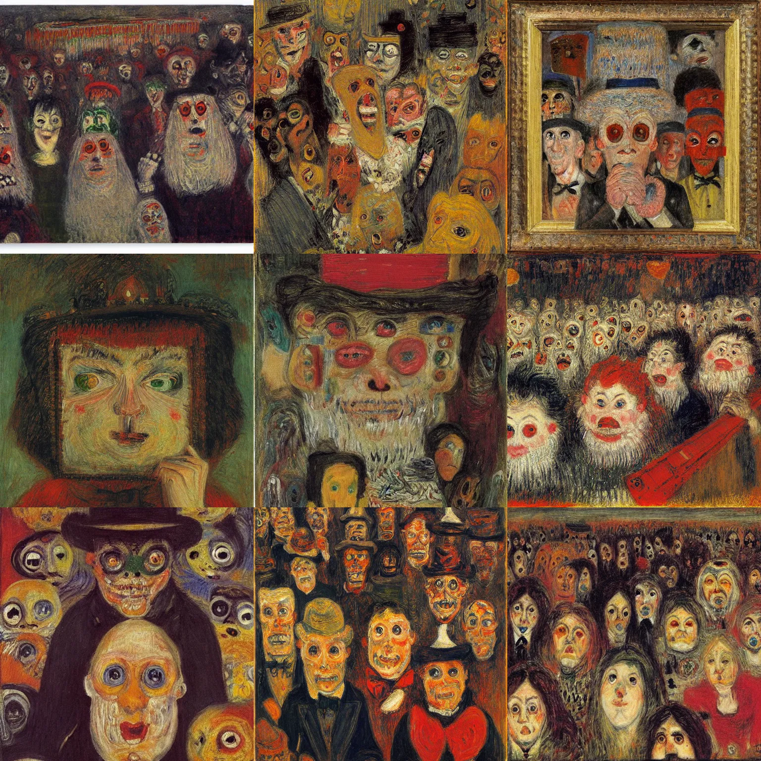 Prompt: smorgasboard of eyes, art by james ensor