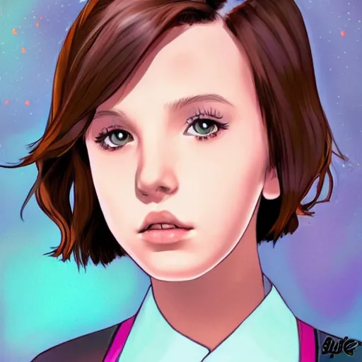 Prompt: a portrait of Millie Bobby Brown, anime art style