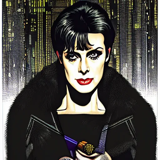 Image similar to Sean Young Rachael from blade runner colored digital illustration by Mark Brooks