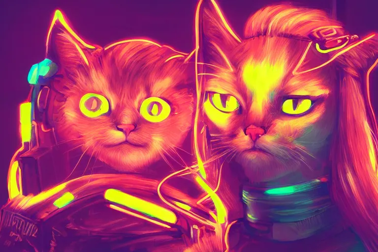 Image similar to cyberpunk ginger cat in the city, neon lighting, digital art, trending on artstation, fanart, by kawacy