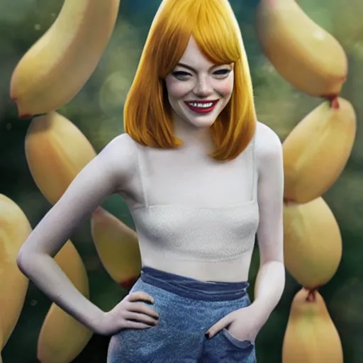 Image similar to emma stone as an personified banana