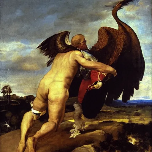 Image similar to Turning and turning in the widening gyre, the falcon cannot hear the falconer, painted by Diego Velazquez