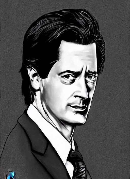 Image similar to portrait of kyle maclachlan as dale cooper by birney lettick