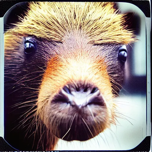 Prompt: polaroid of capybara