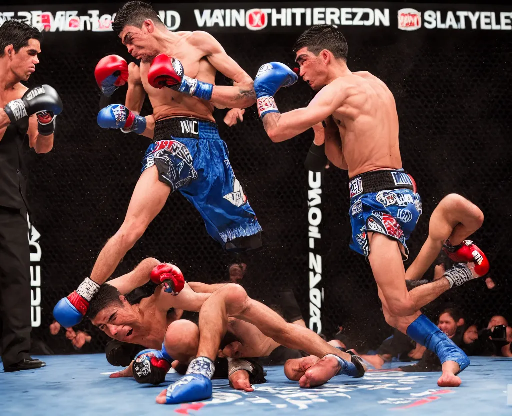 Image similar to chito vera knocks out dominick cruz via headkick, by annie leibovitz and steve mccurry, natural light, detailed face, canon eos c 3 0 0, ƒ 1. 8, 3 5 mm, 8 k, medium - format print