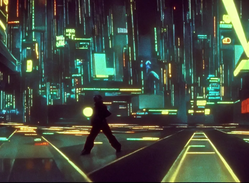 Image similar to cinematic shot from a 1 9 8 0 cyberpunk movie directed by stanley kubrick, kodak color film, leading lines, minimalism, photorealistic, volumetric lighting, f / 2 2