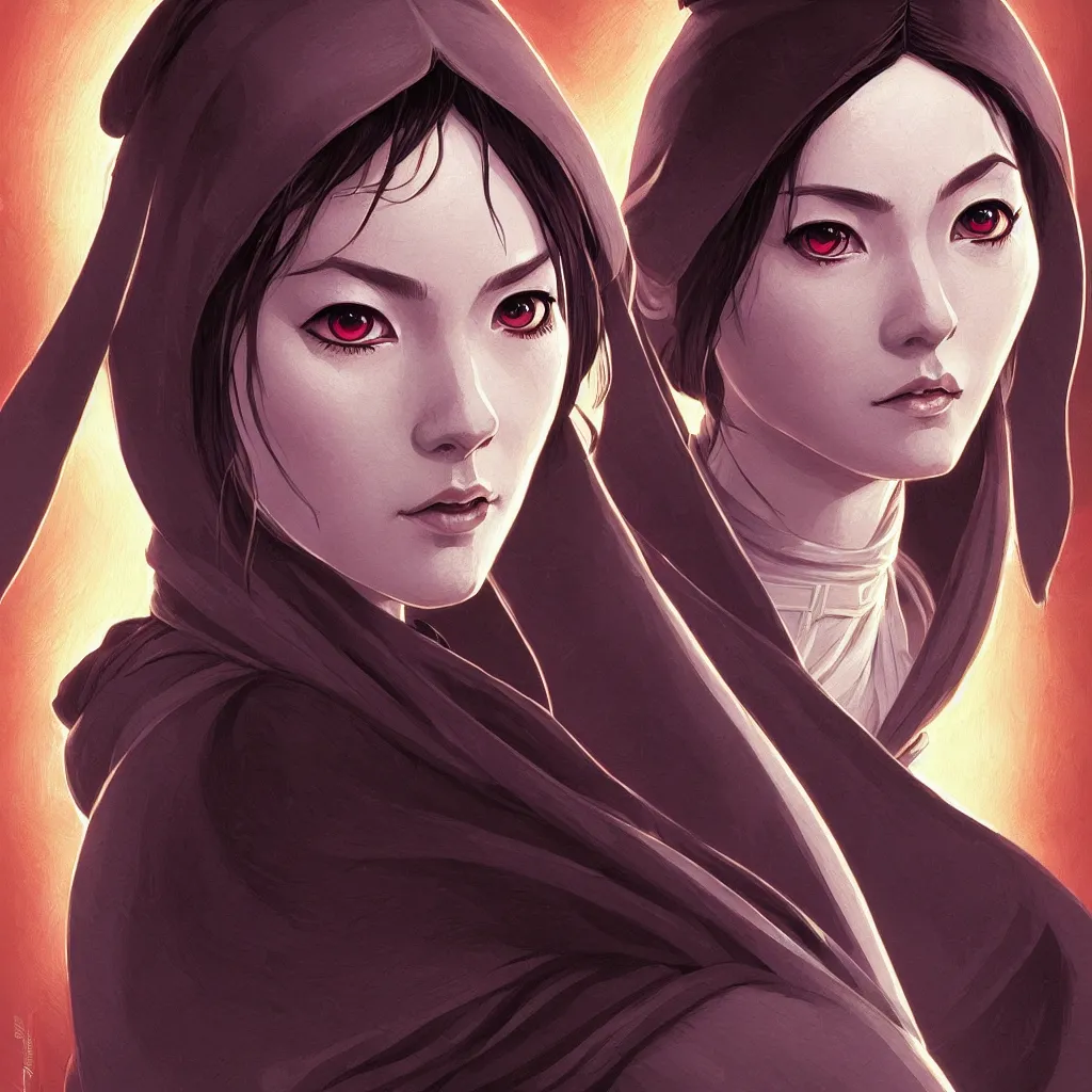 Image similar to one female jedi master, wearing the traditional jedi robe, beautiful and uniquely odd looking, detailed symmetrical close up portrait, intricate complexity, in the style of artgerm and ilya kuvshinov, magic the gathering, star wars art