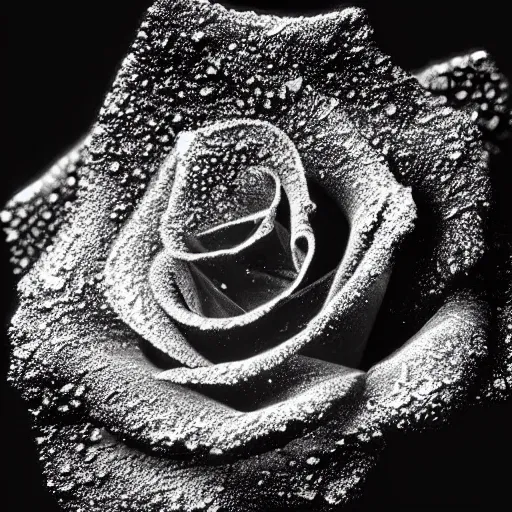 Image similar to award - winning macro of a beautiful black rose made of molten magma and nebulae on black background by harold davis, georgia o'keeffe and harold feinstein, highly detailed, hyper - realistic, inner glow, trending on deviantart, artstation and flickr, nasa space photography, national geographic