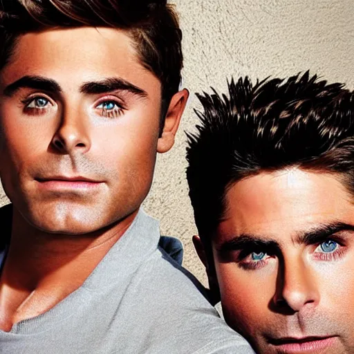 Image similar to portrait of zac efron and john stamos and rob lowe, vogue magazine cover, dramatic light, photoshoot, face photo, detailed, face details sharp,