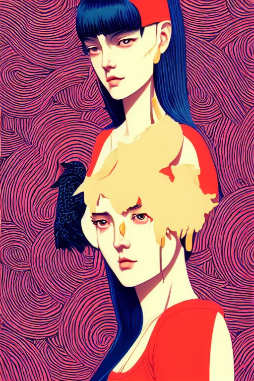 Image similar to illustration of athena by james jean by ilya kuvshinov kintsugi