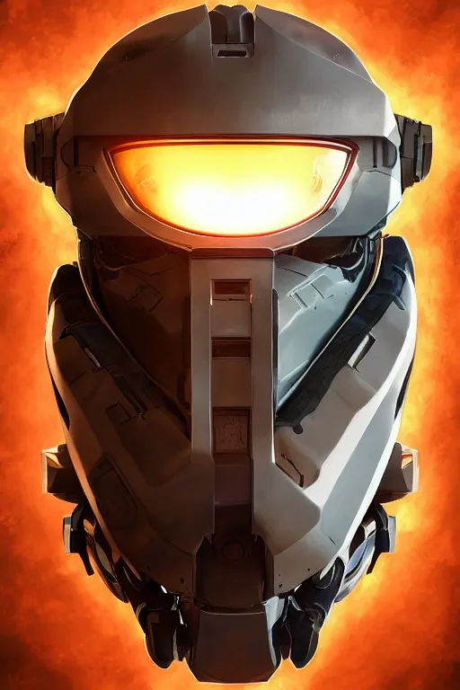 Image similar to robot ninja mask helmet halo master chief radiating a glowing aura global illumination ray tracing hdr fanart arstation by ian pesty and katarzyna da „ bek - chmiel