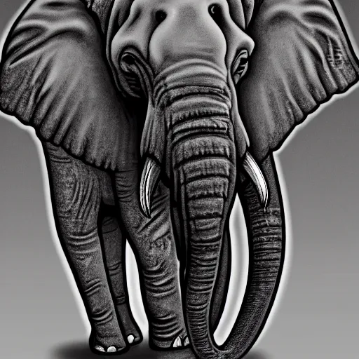 Image similar to an elephant in the style of h. r giger