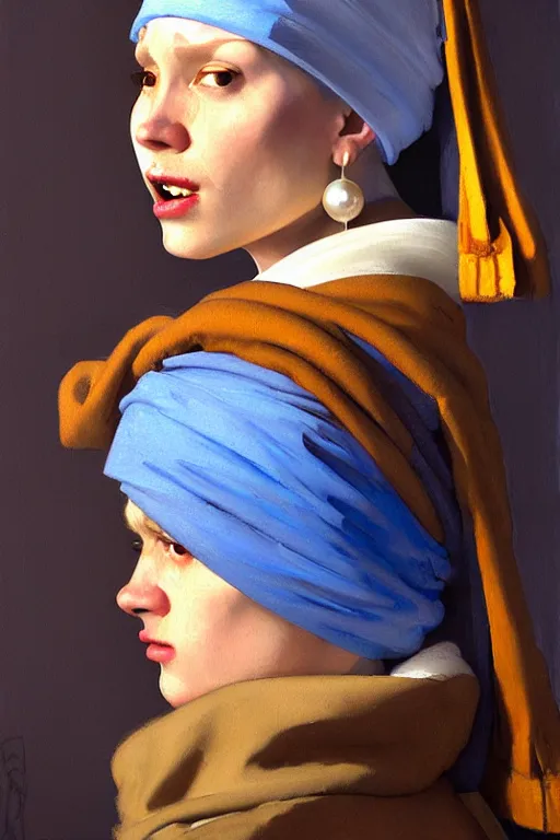 Image similar to team fortress 2 scout the girl with the pearl earring as the team fortress 2 scout team fortress 2 scout team fortress 2 scout, painting by gaston bussiere, katsuya terada, nc wyeth, greg rutkowski, craig mullins, vermeer, frank frazetta, mucha, tom of finland, trending on artstation