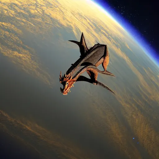 Image similar to photo of dragon in space