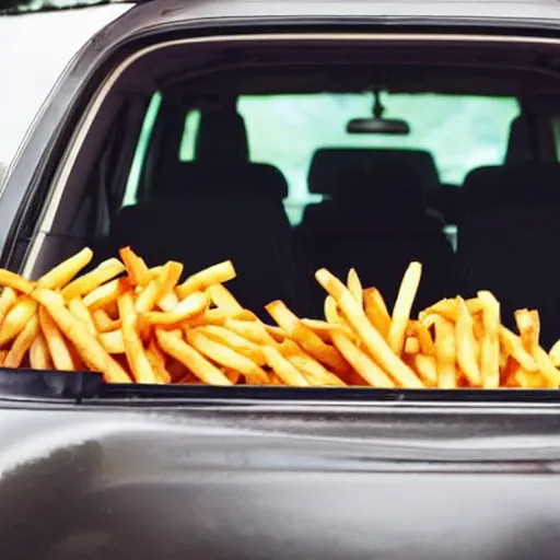 Prompt: photo of a family of fries going on a road trip