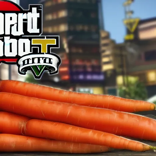 Image similar to carrot in gta loading screen, sharp, 4k, high details