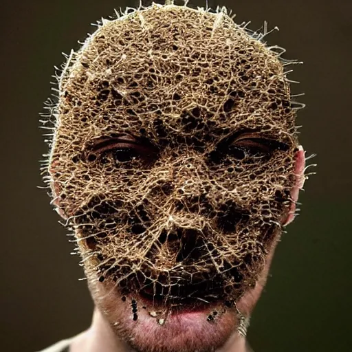 Prompt: a human face made of different spiders, detailed, creepy, scary