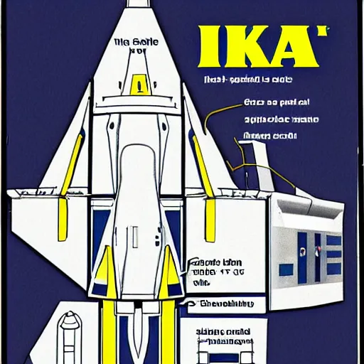 Prompt: highly detailed ikea instructions for building a spaceship